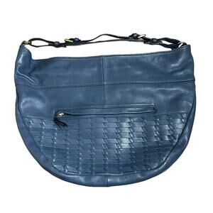 The SAK COLLECTIVE Soft Navy Blue Leather Braided/Woven Boho Hobo Bag